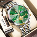 Reloj Poedagar 938 Metal Cronógrafo  Hombre- Bicolor Cara Verde